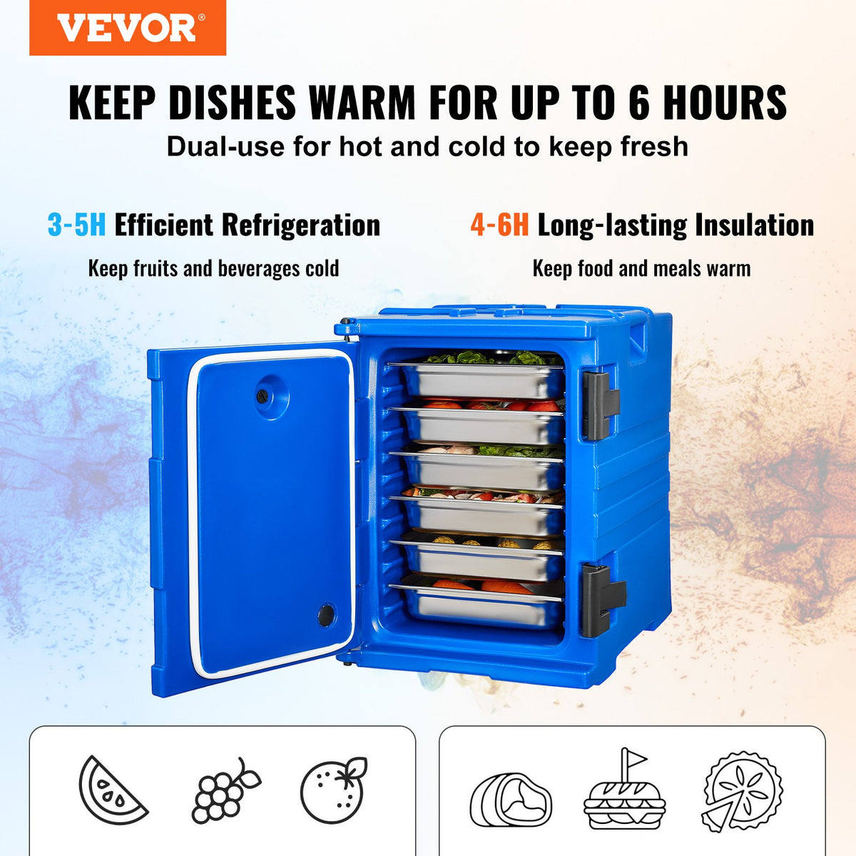 Insulated Food Pan Carrier, 90L Hot Box for Catering, Front Loading Food Warmer