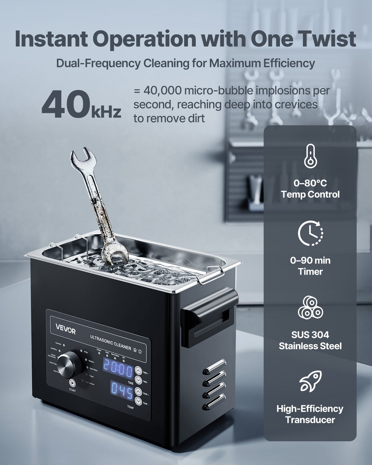 3L Ultrasonic Cleaner Stainless Steel Cleaning Machine w/ Basket