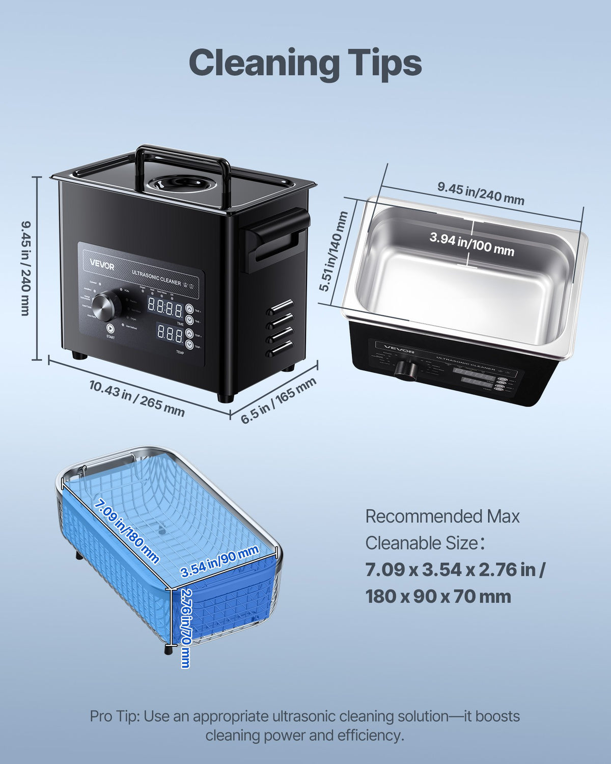 3L Ultrasonic Cleaner Stainless Steel Cleaning Machine w/ Basket