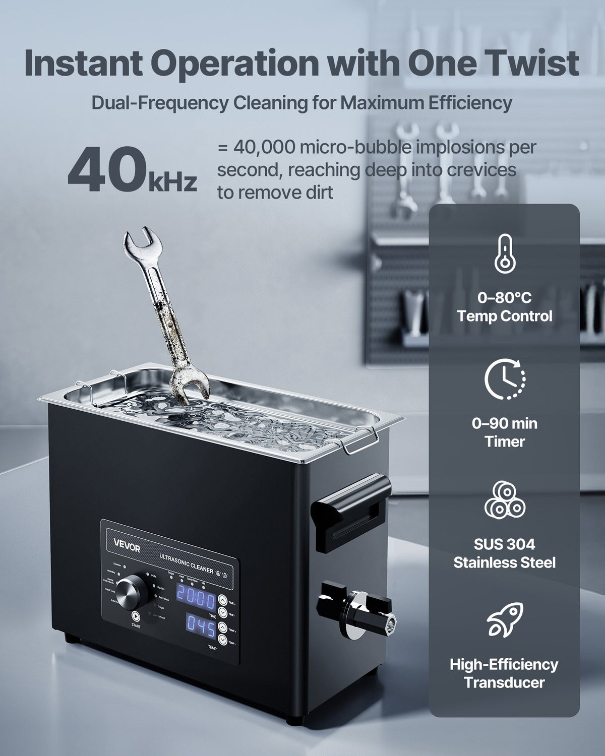 6L Ultrasonic Cleaner w/ Knob Control Stainless Steel Cleaning Machine