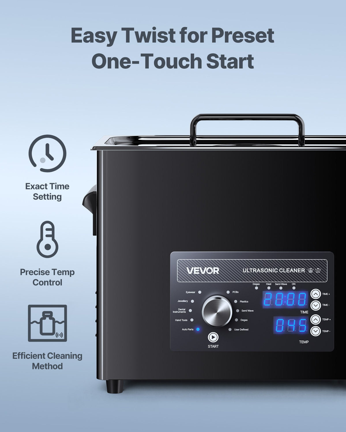 6L Ultrasonic Cleaner w/ Knob Control Stainless Steel Cleaning Machine