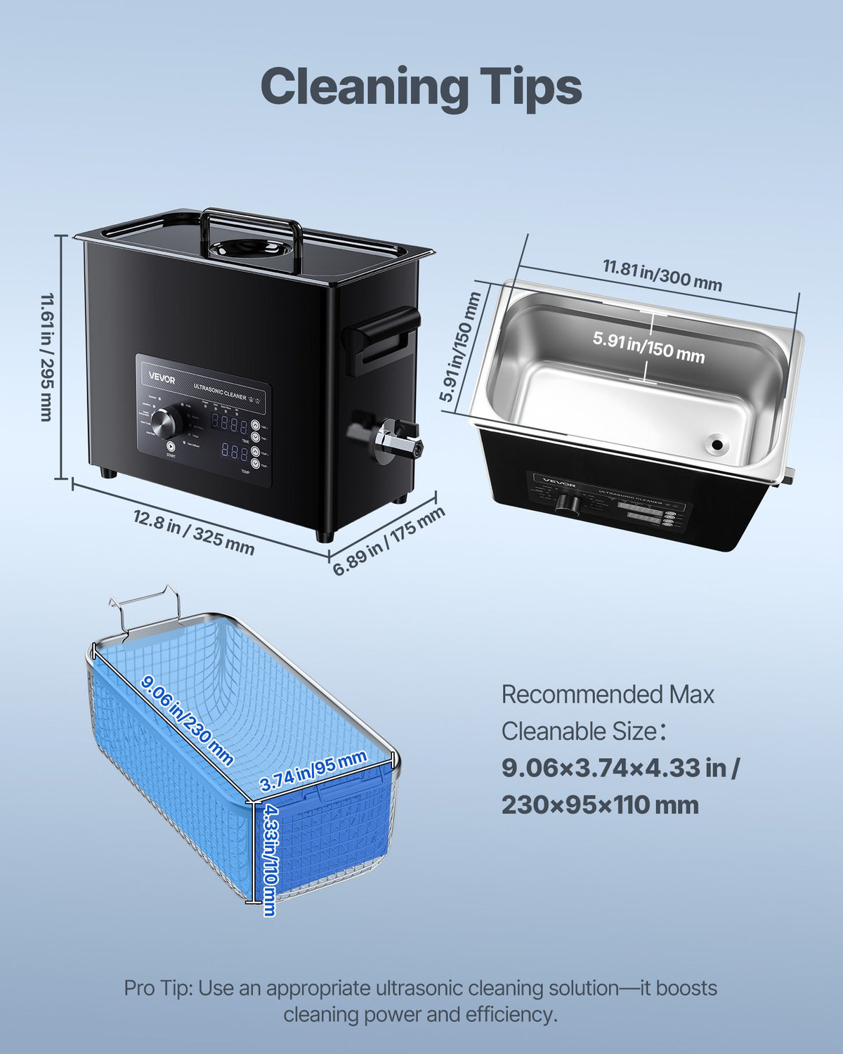 6L Ultrasonic Cleaner w/ Knob Control Stainless Steel Cleaning Machine
