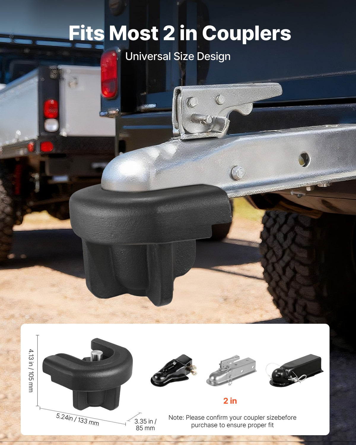 Trailer Hitch Lock 50.8mm Heavy Duty Anti-Theft Coupler Ball Lock with 3 Keys