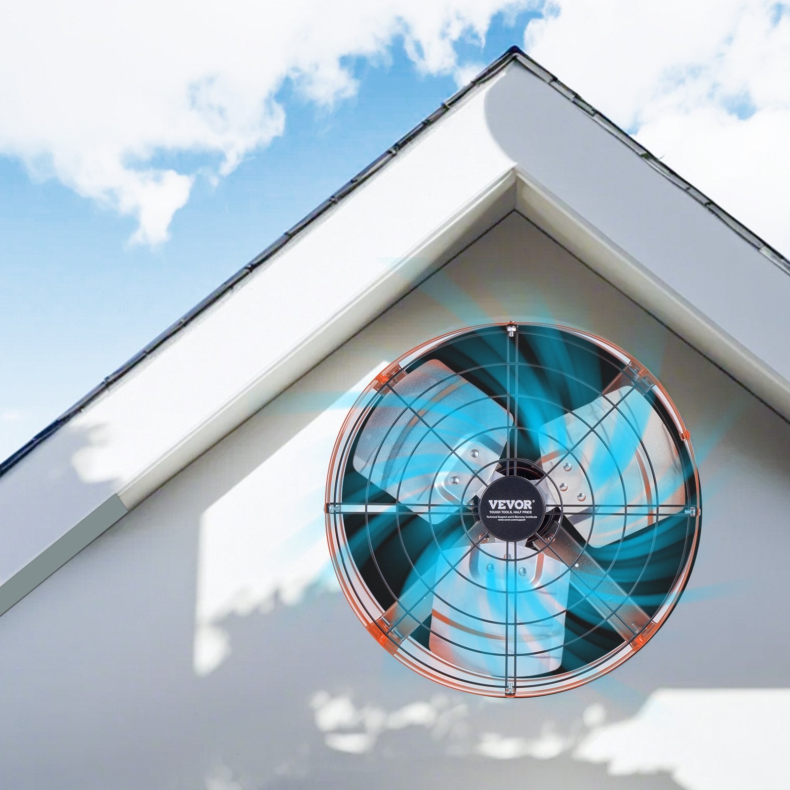 Gable Mount Fan 380mm Attic Exhaust with Adjustable Thermostat 1650 CFM Vibrant