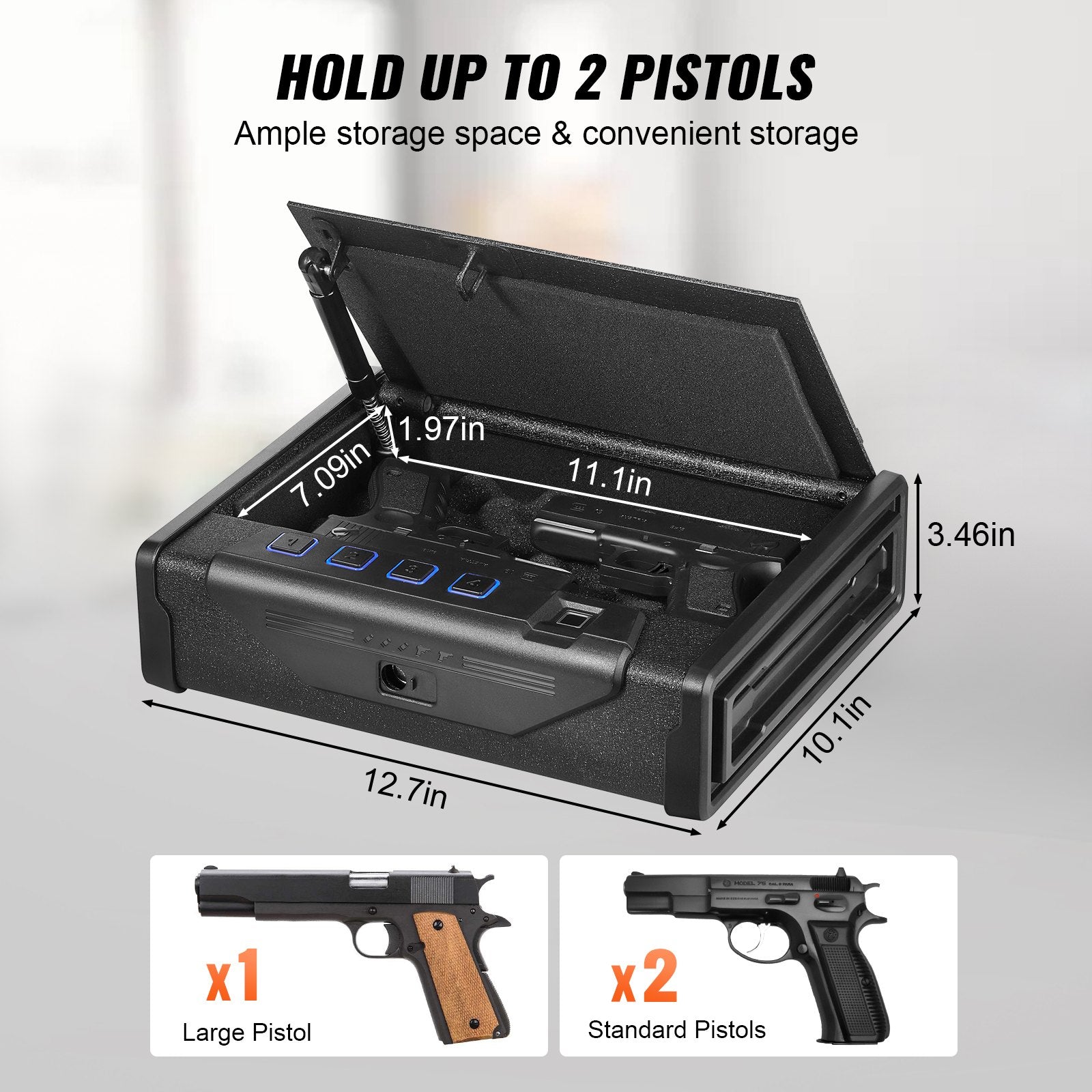 Gun Safe for Pistols Biometric Handgun Safe Fingerprint Password Key Access