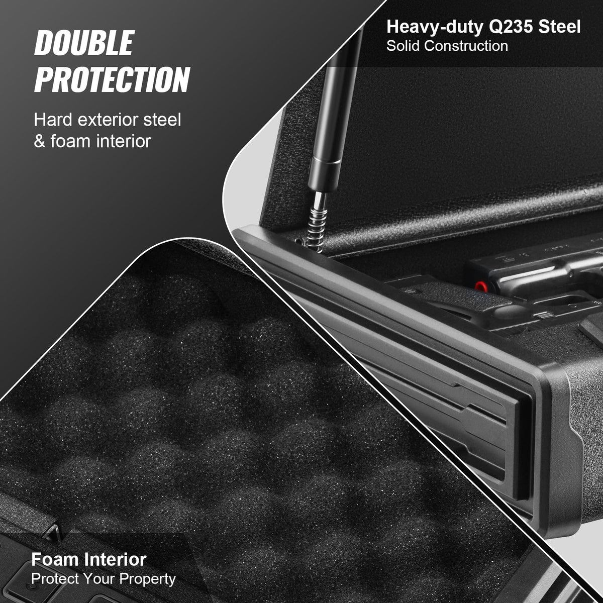 Gun Safe for Pistols Biometric Handgun Safe Fingerprint Password Key Access