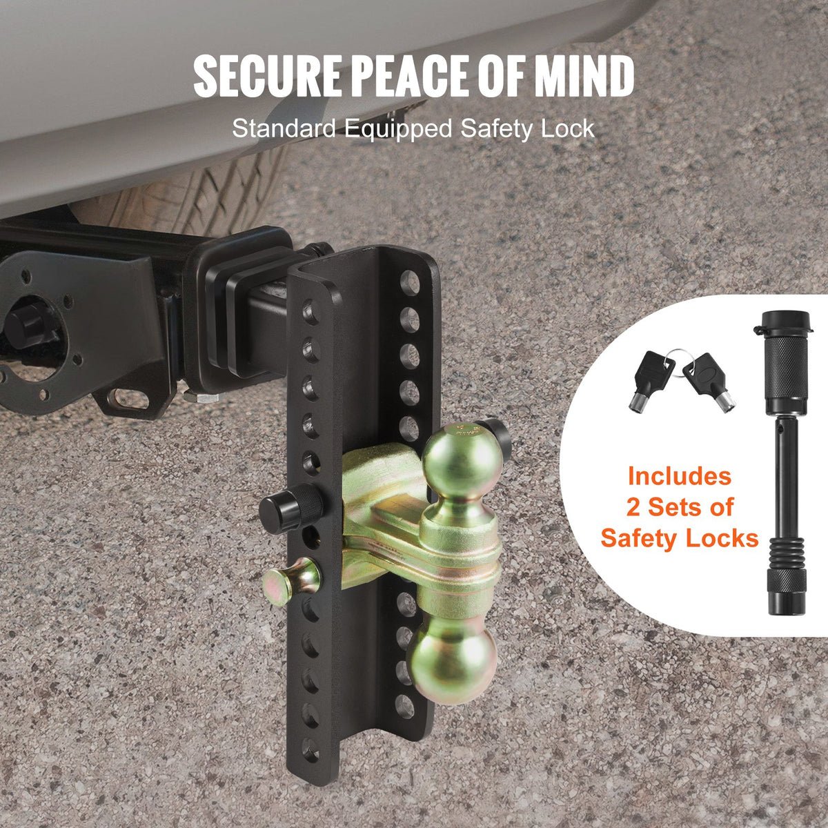 Trailer Hitch Adjustable 25.4cm Drop 21.59cm Rise 5.08cm Receiver Tow Balls