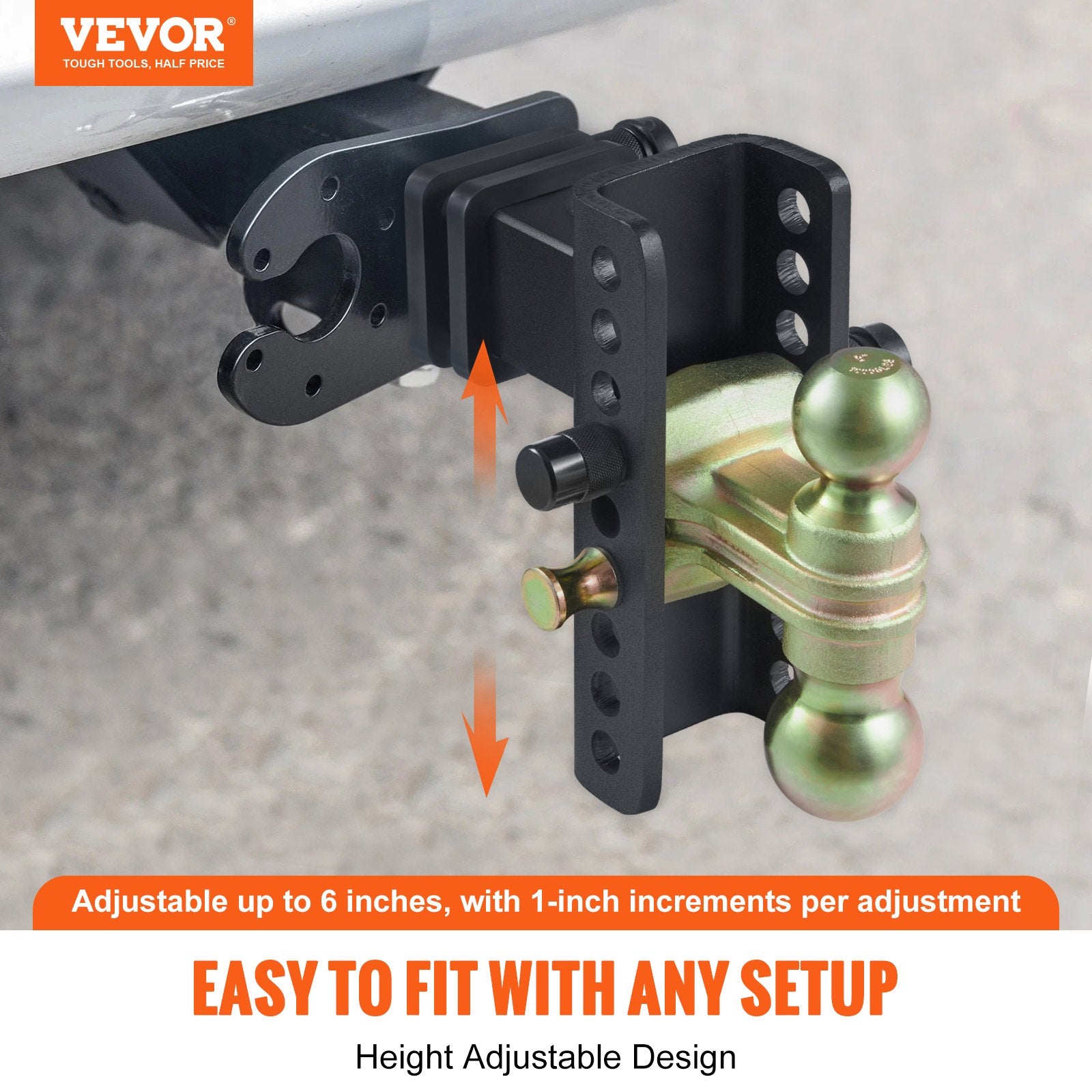 Adjustable Trailer Hitch 15cm Drop 11.43cm Rise with 6.35cm Receiver & Tow Balls