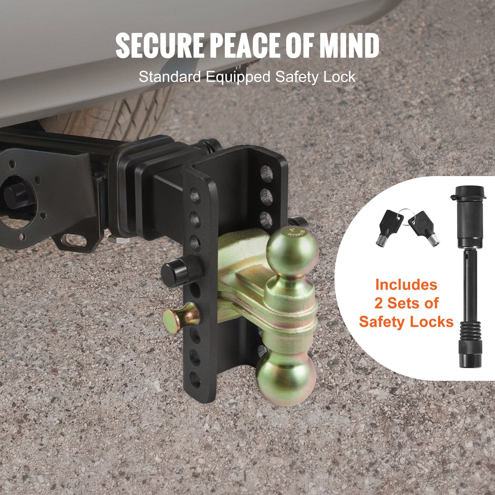 Adjustable Trailer Hitch 15cm Drop 11.43cm Rise with 6.35cm Receiver & Tow Balls