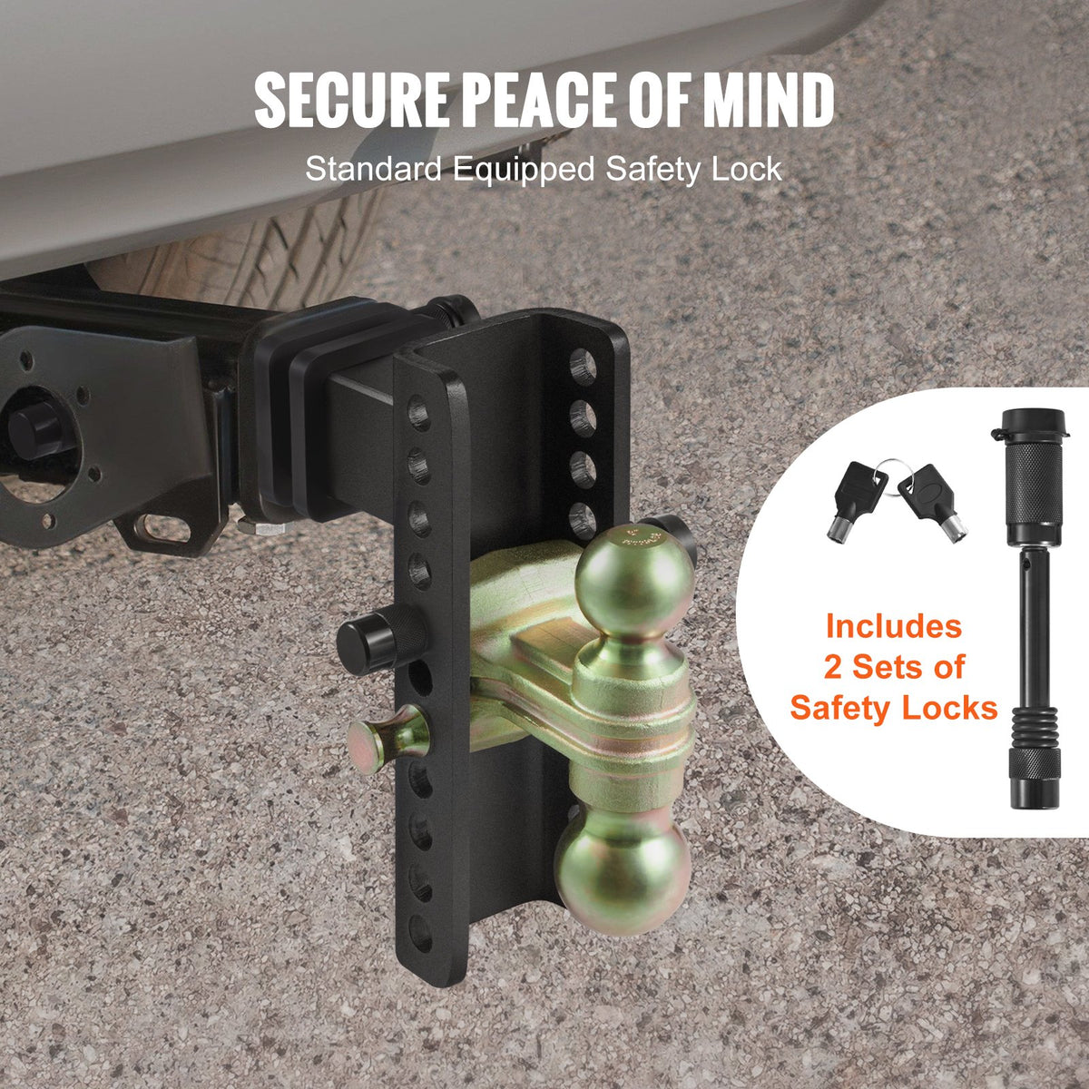 Trailer Hitch Adjustable 203.2mm Drop 165.1mm Rise 63.5mm Receiver Tow Balls