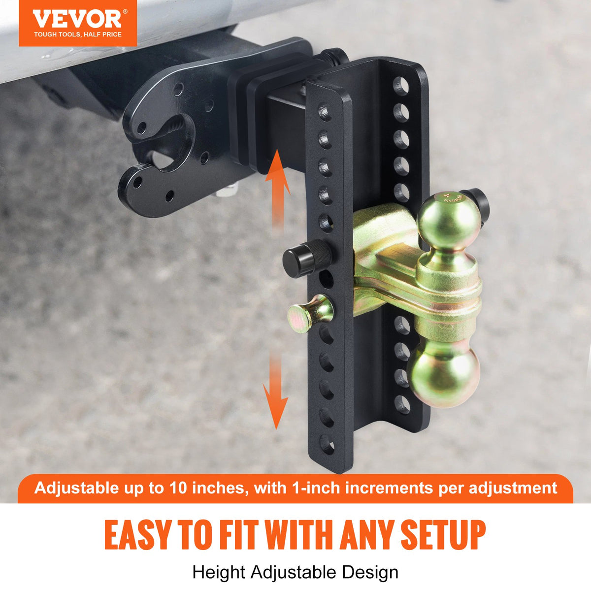 Adjustable Trailer Hitch 25cm Drop 21.59cm Rise with 6.35cm Receiver & Tow Balls
