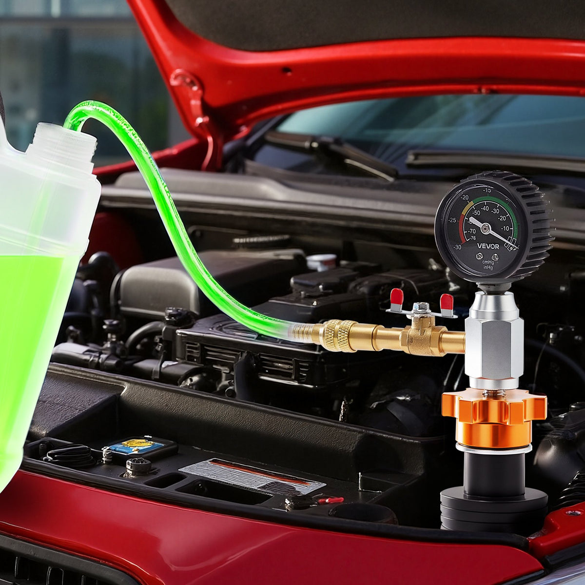 Radiator Vacuum Refill Kit Cooling System Vacuum Purge Tool Gauge & Case Auto