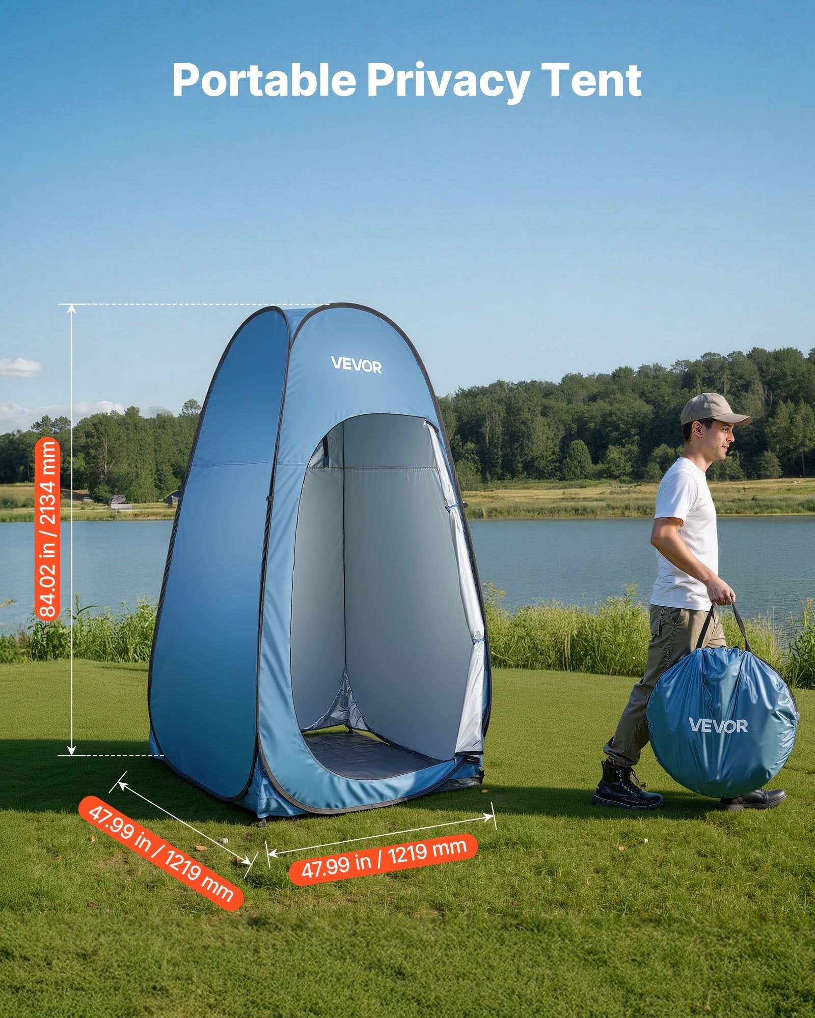 Pop Up Shower Tent Instant Privacy Changing Room with Bag Stakes Ropes Carry Bag