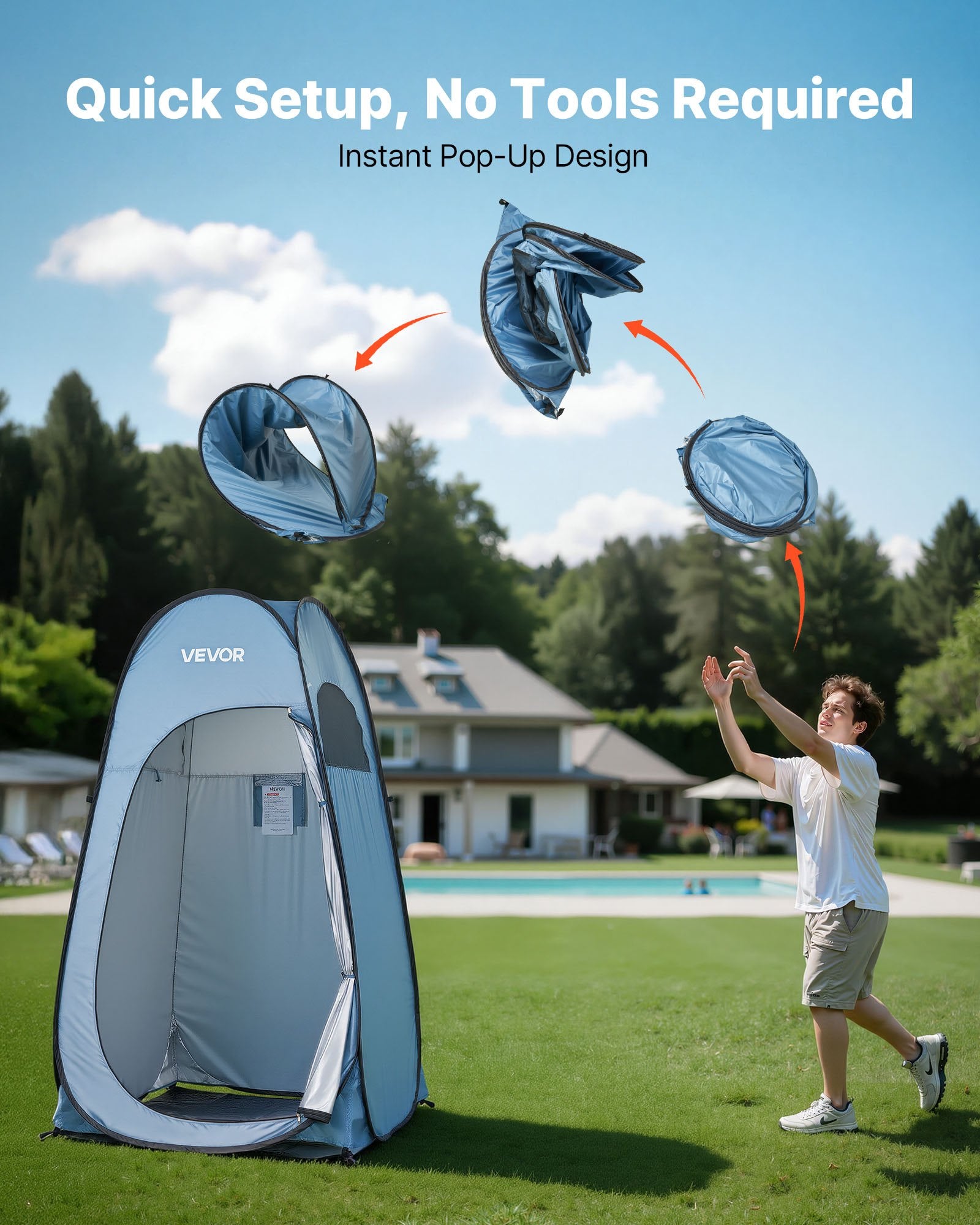 Pop Up Shower Tent Instant Privacy Changing Room with Bag Stakes Ropes Carry Bag