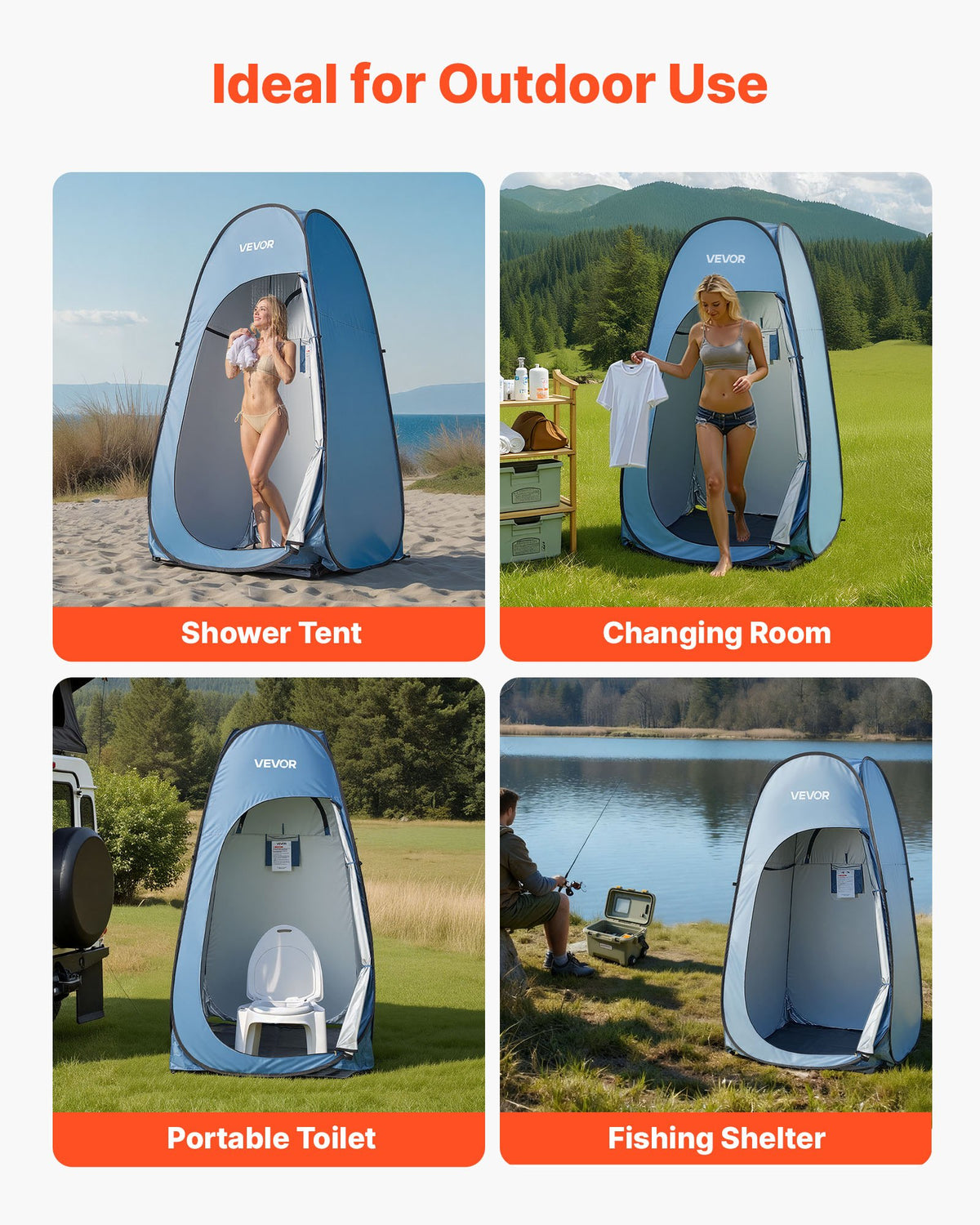 Pop Up Shower Tent Instant Privacy Changing Room with Bag Stakes Ropes Carry Bag