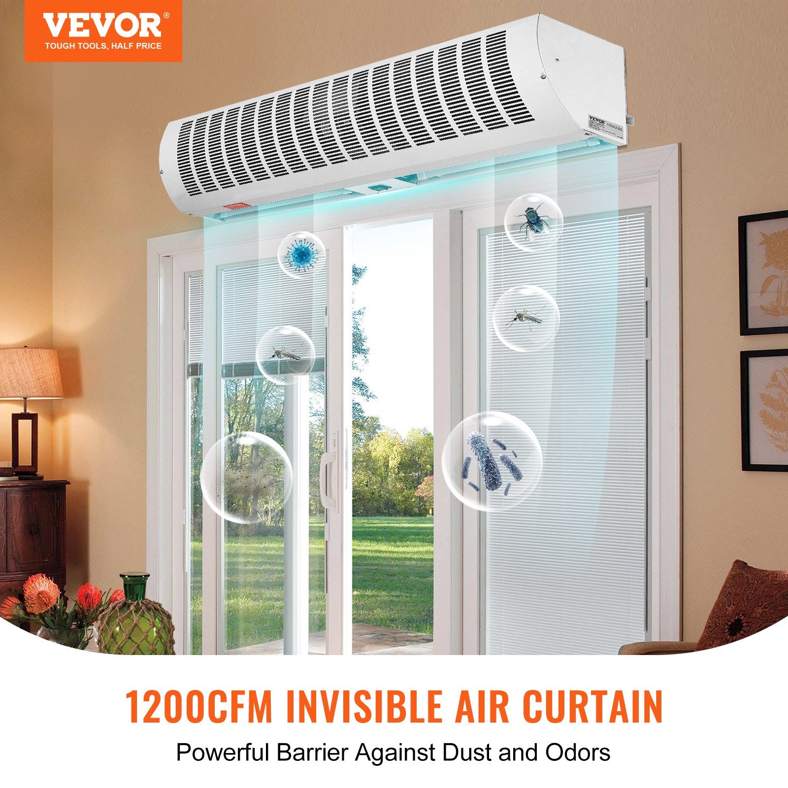 0.9m Commercial Indoor Air Curtain, 2 Speeds 2038m³/h, UL Certified, Wall Mount