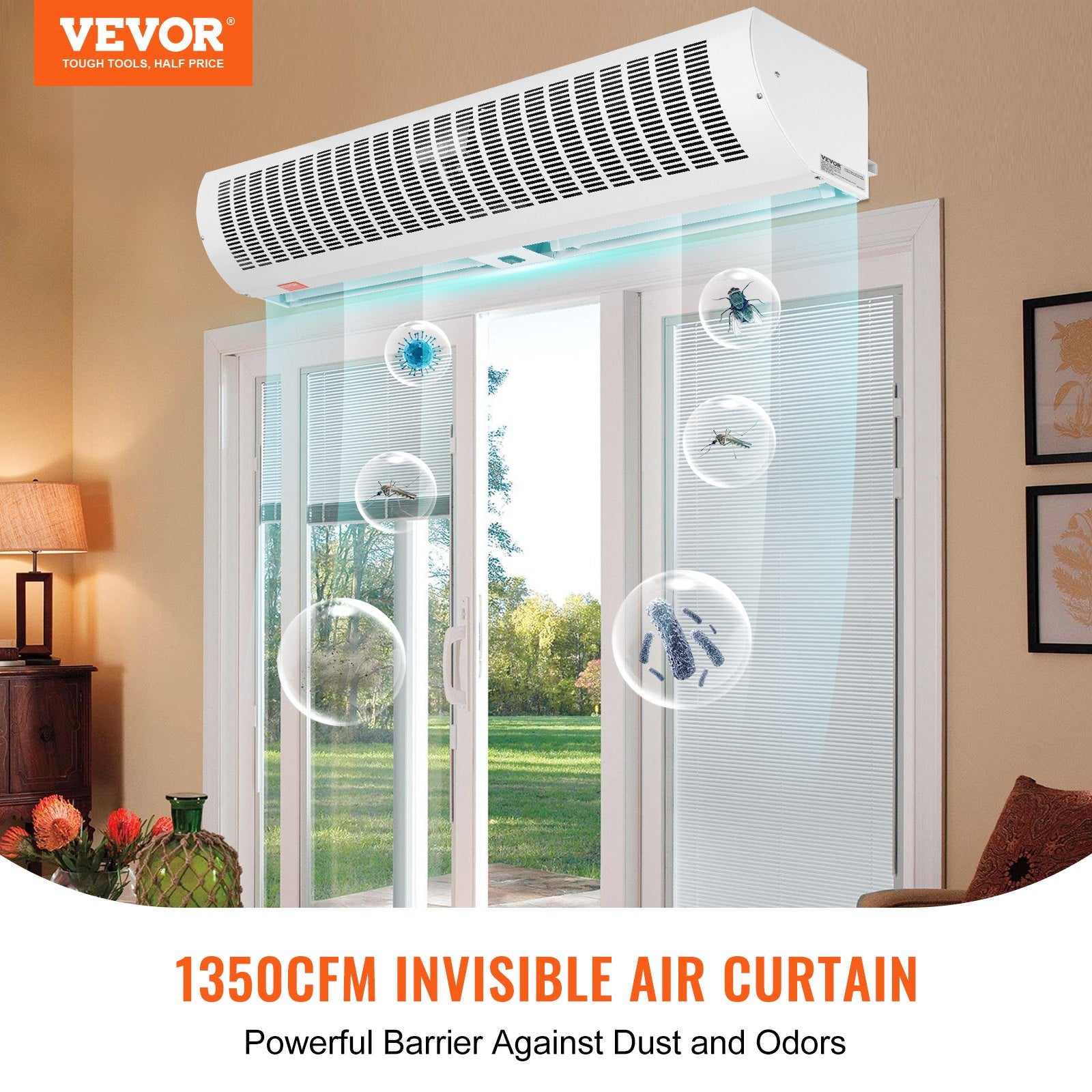 1.1m Commercial Indoor Air Curtain, 2 Speeds 2292m³/h, UL Certified, Wall Mount