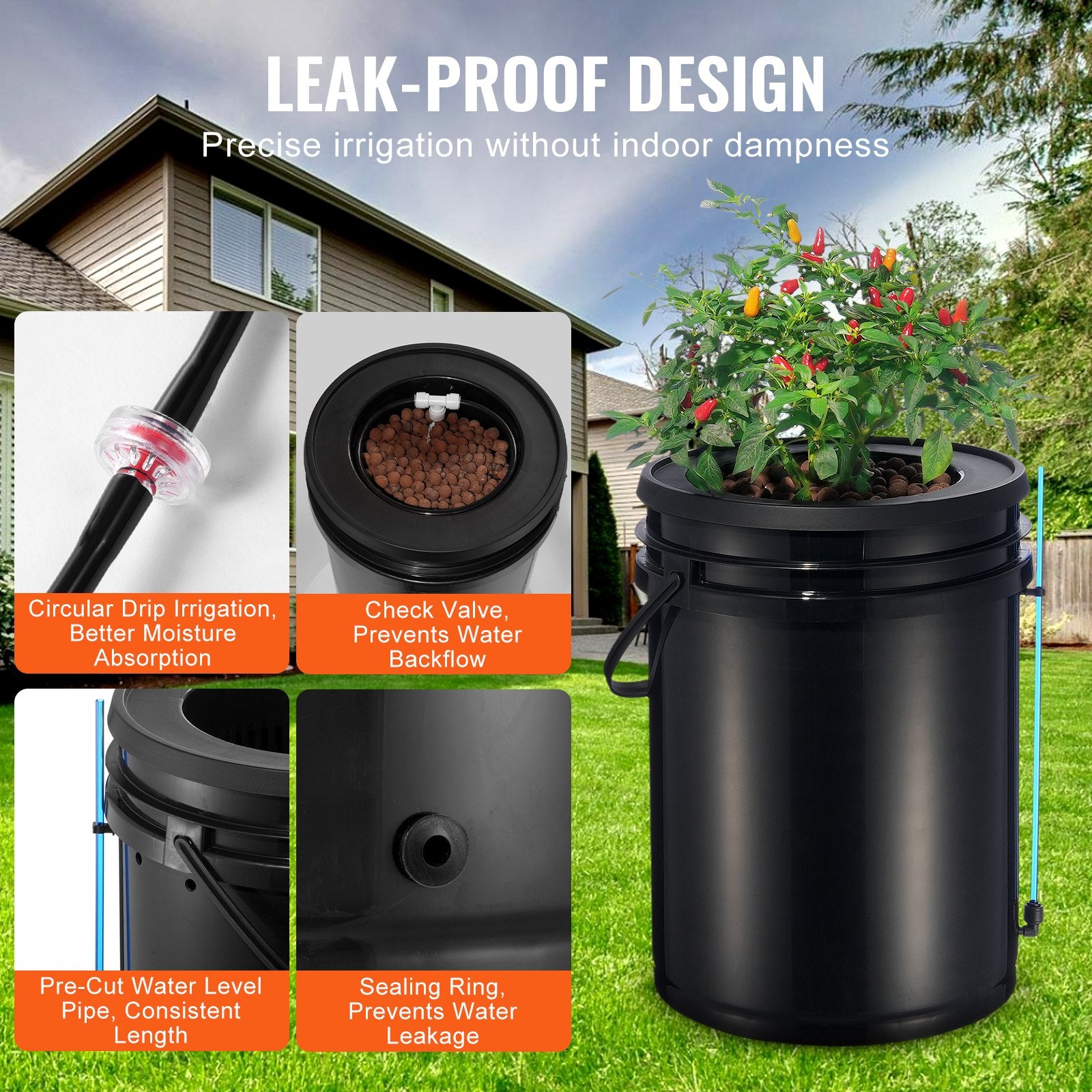 DWC Hydroponics Grow System 5-Gallon 4 Buckets Deep Water Culture Kit
