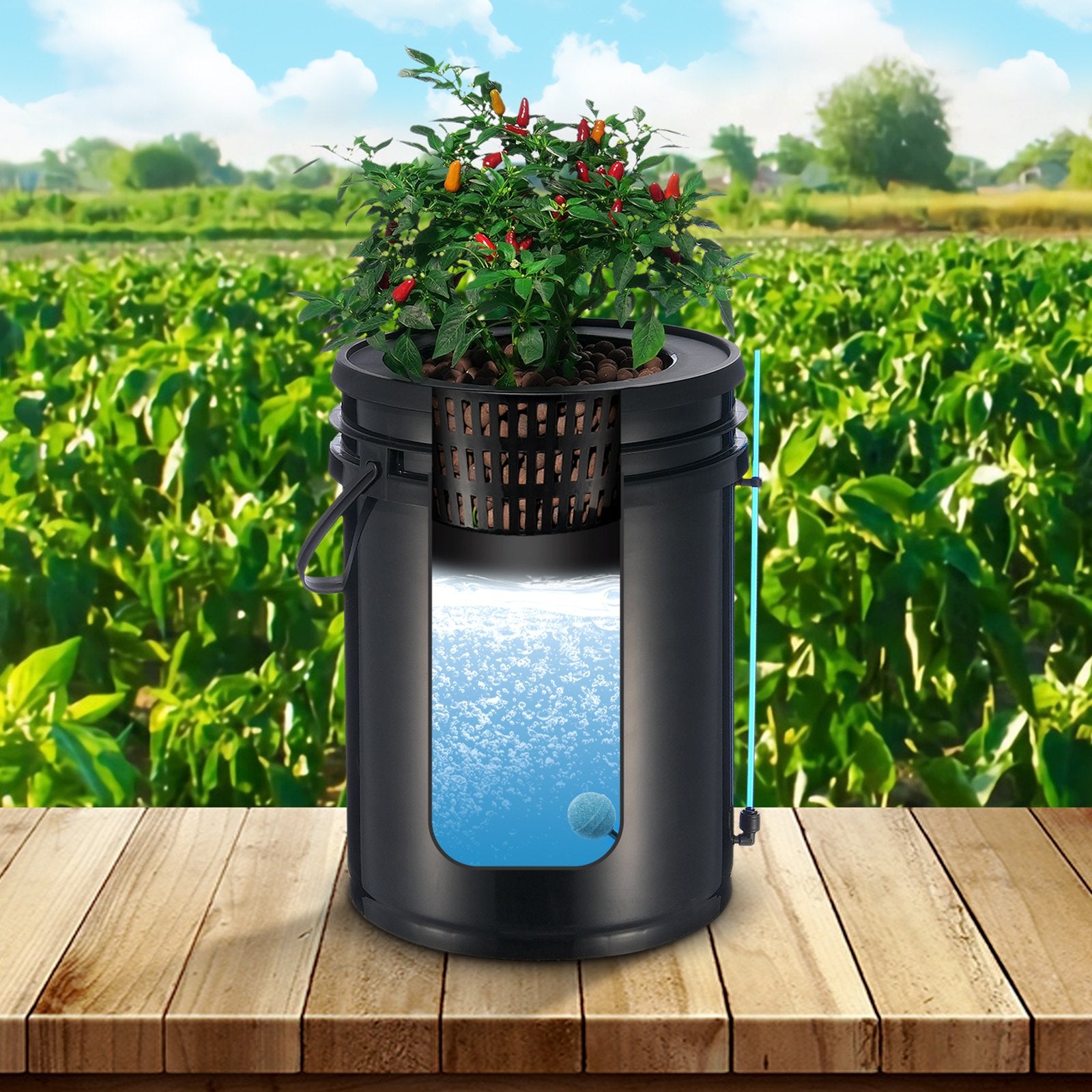 DWC Hydroponics Grow System 5-Gallon 4 Buckets Deep Water Culture Kit