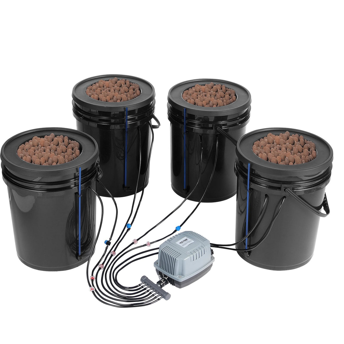 DWC Hydroponics Grow System 5-Gallon 4 Buckets Deep Water Culture Kit