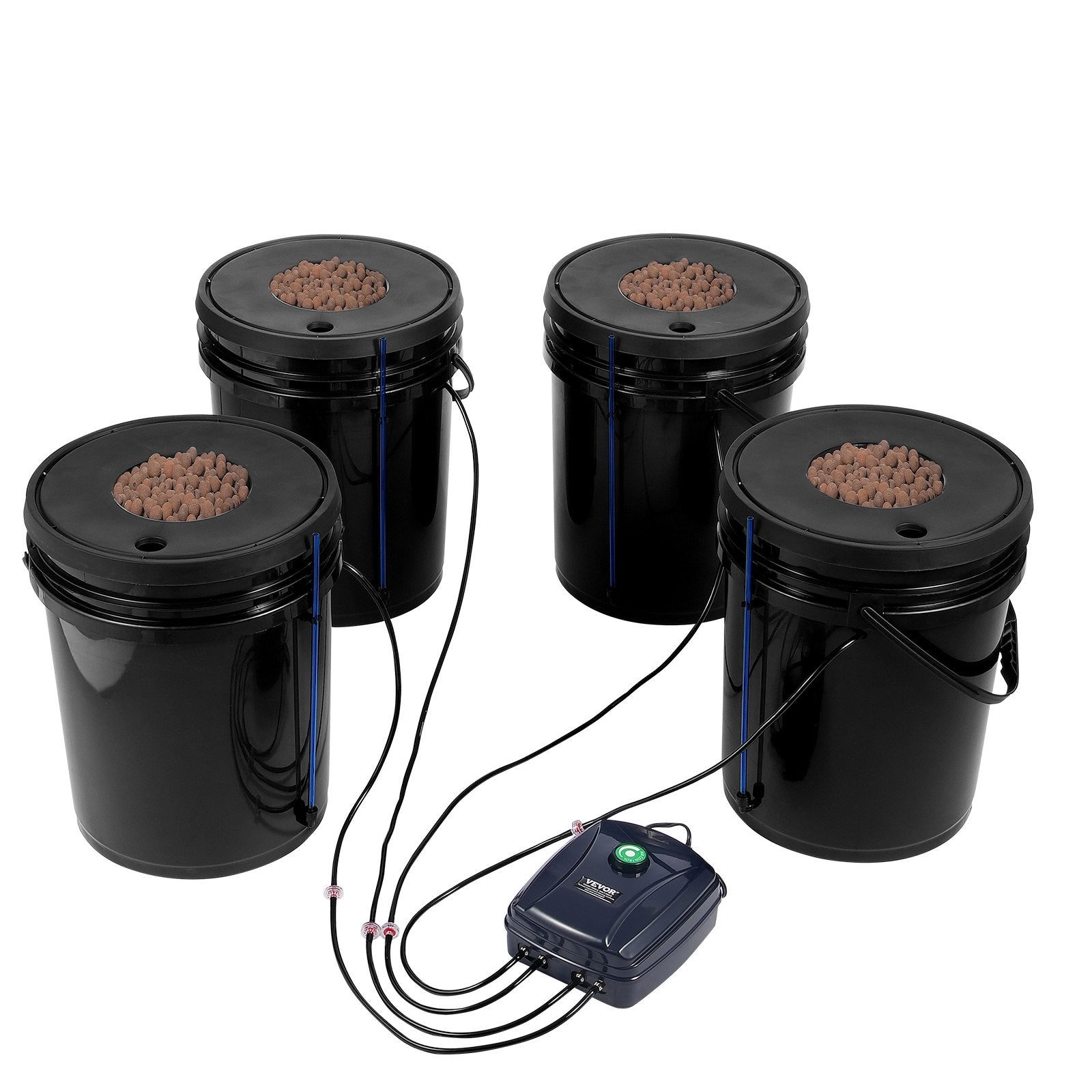 DWC Hydroponics Grow System 5-Gallon 4 Buckets Deep Water Culture with Air Pump