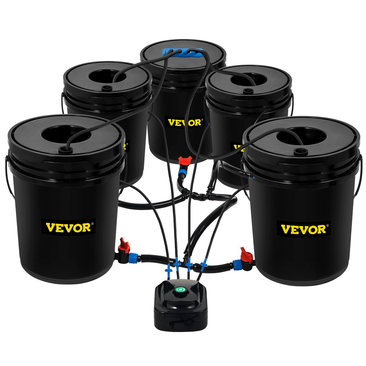 DWC Hydroponic System 5 Gallon 5 Buckets Grow Kit Pump Air Stone