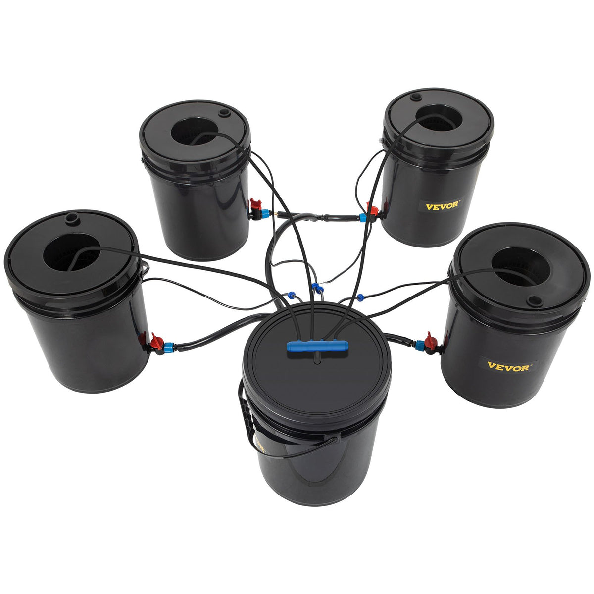DWC Hydroponic System 5 Gallon 5 Buckets Grow Kit Pump Air Stone