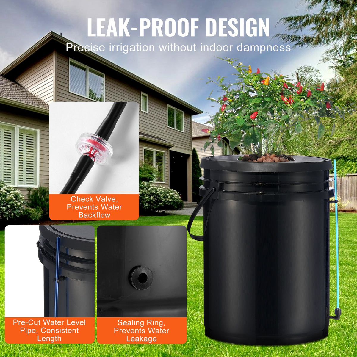 DWC Hydroponic Grow System 5-Gallon 8 Buckets Deep Water Culture Air Pump