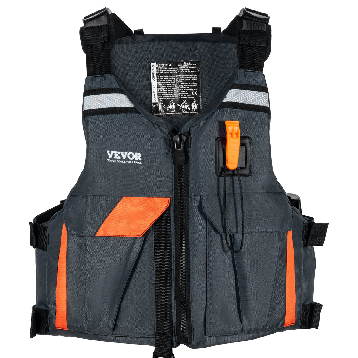 Life Vest for Watersports 96N Buoyancy Jacket with Waterproof Nylon, Men & Women