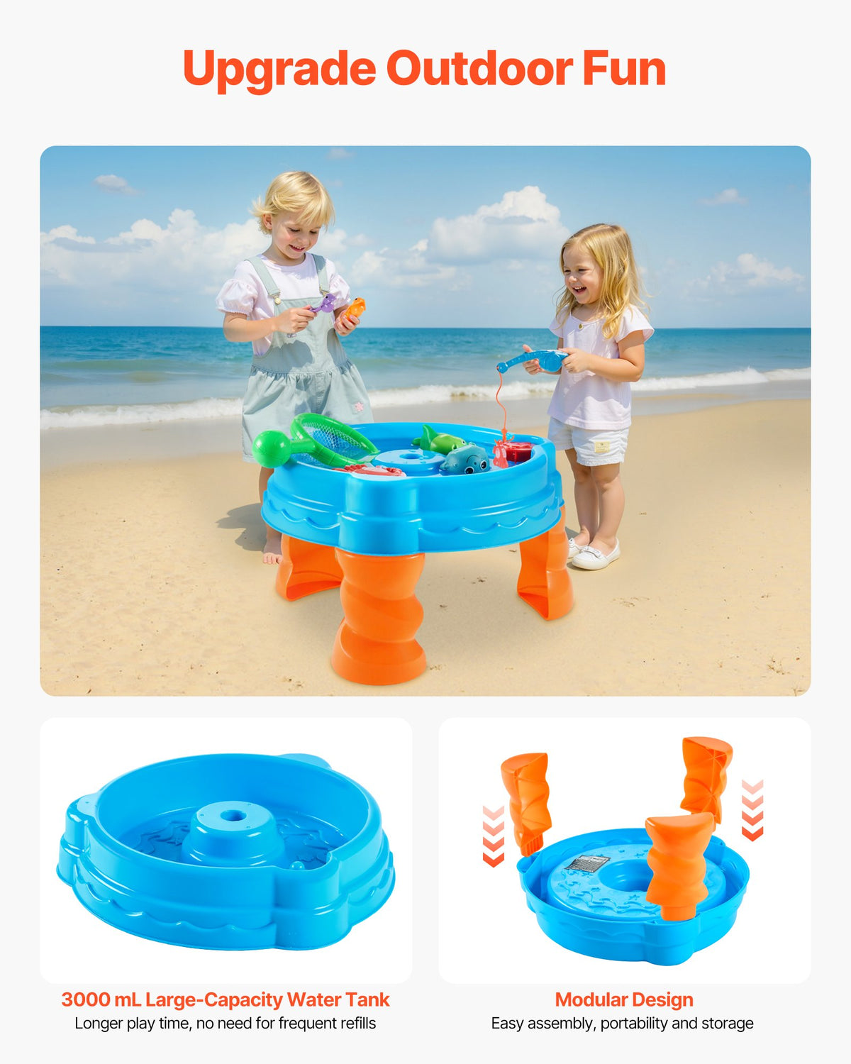 Water Table for Toddlers Kids Sensory Fish 'n Splash Playset 9PCS Accessories