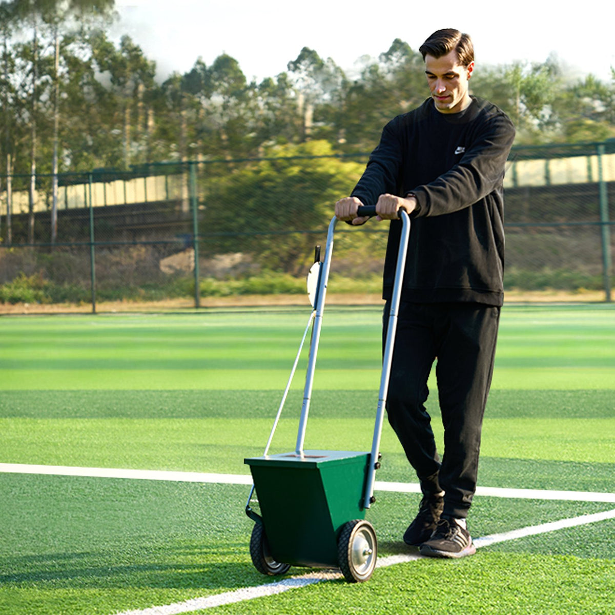Dry Line Marker 2-Wheel 50/100mm Adjustable Field Chalker Rubber Handle Green