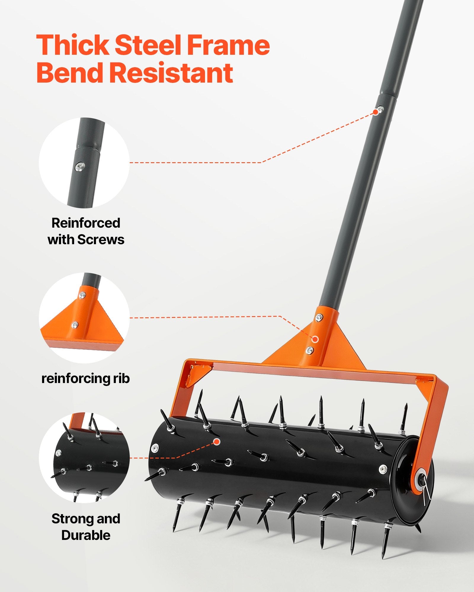 Manual Rolling Lawn Aerator Spike Tool Push Roller Heavy Duty Yard