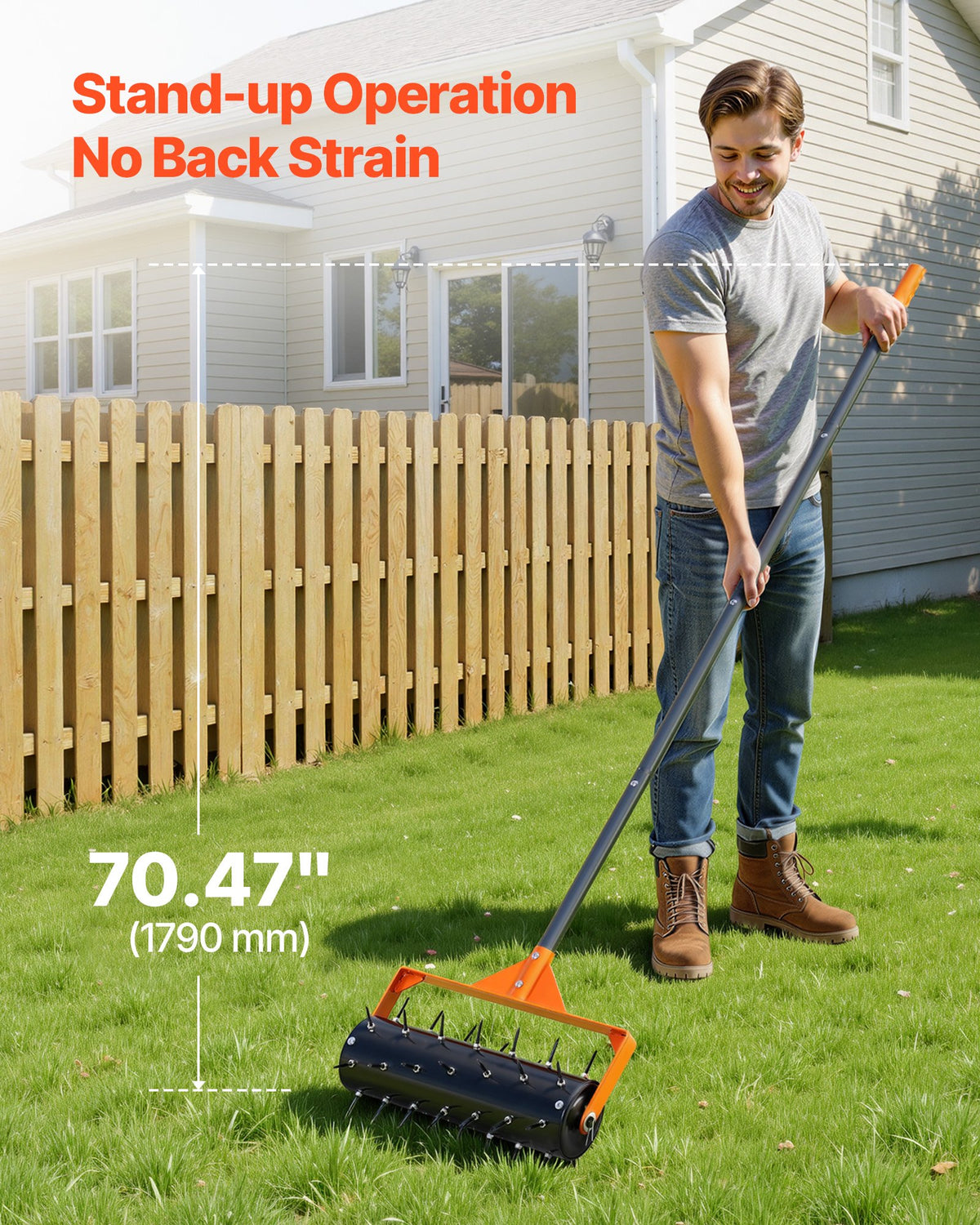 Manual Rolling Lawn Aerator Spike Tool Push Roller Heavy Duty Yard