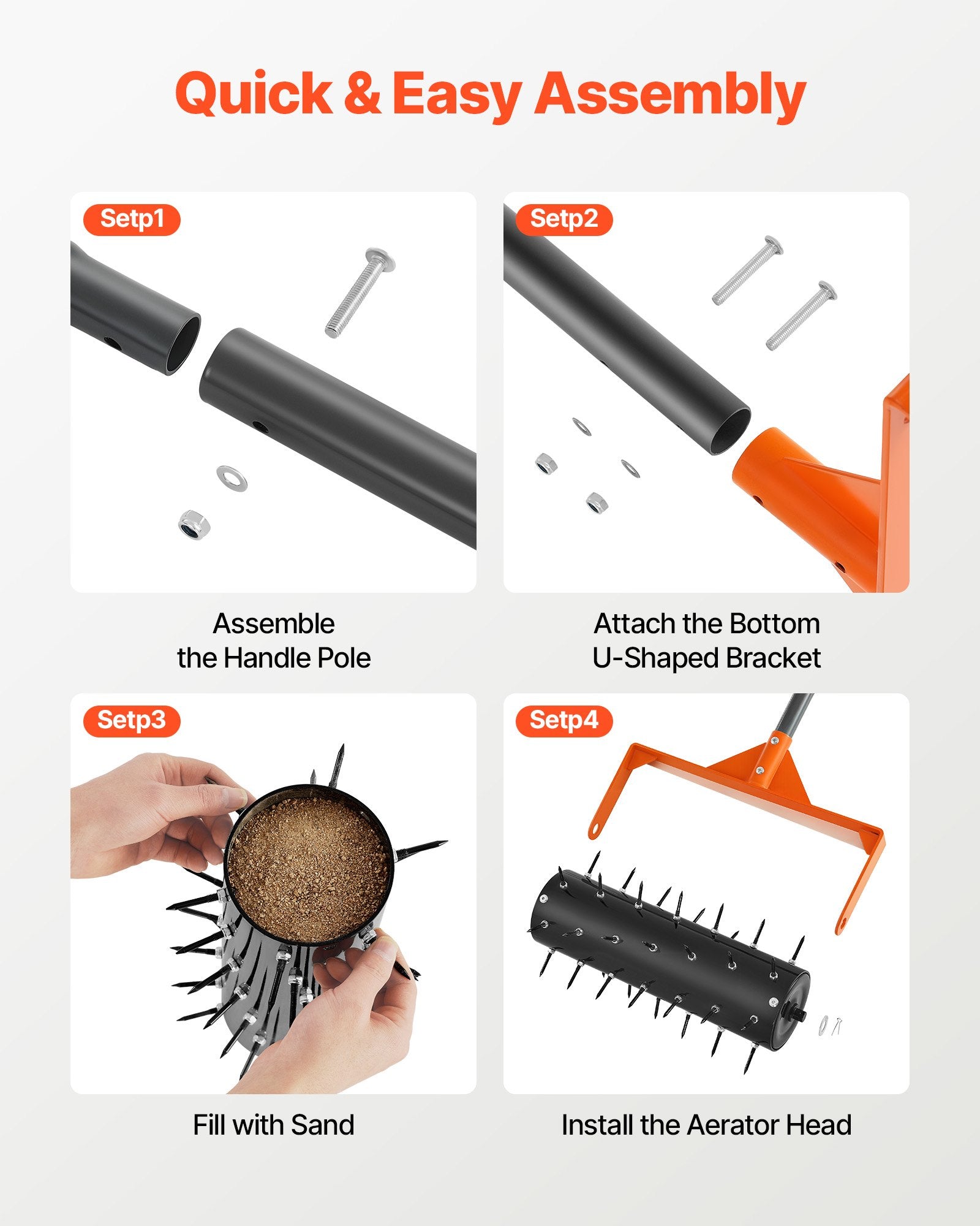 Manual Rolling Lawn Aerator Spike Tool Push Roller Heavy Duty Yard