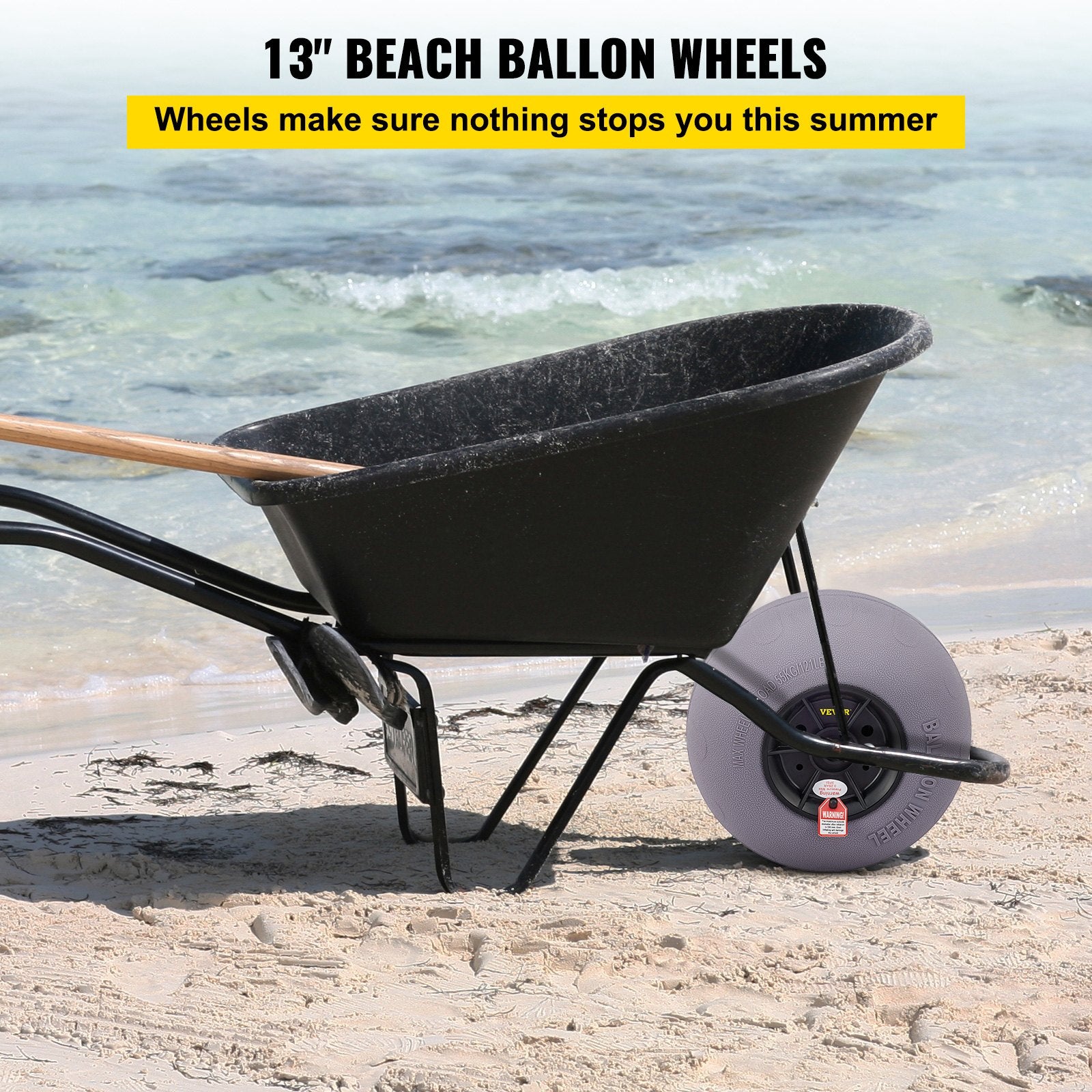 Balloon Beach Wheels Replacement 13" TPU Tires 121lbs Load Capacity