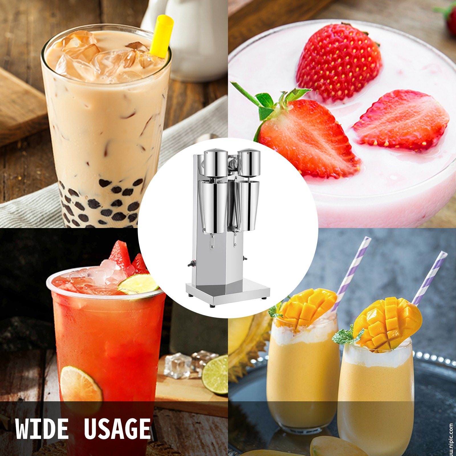 Double Head Milkshake Maker 360W Stainless Steel 2 Speed Mixer