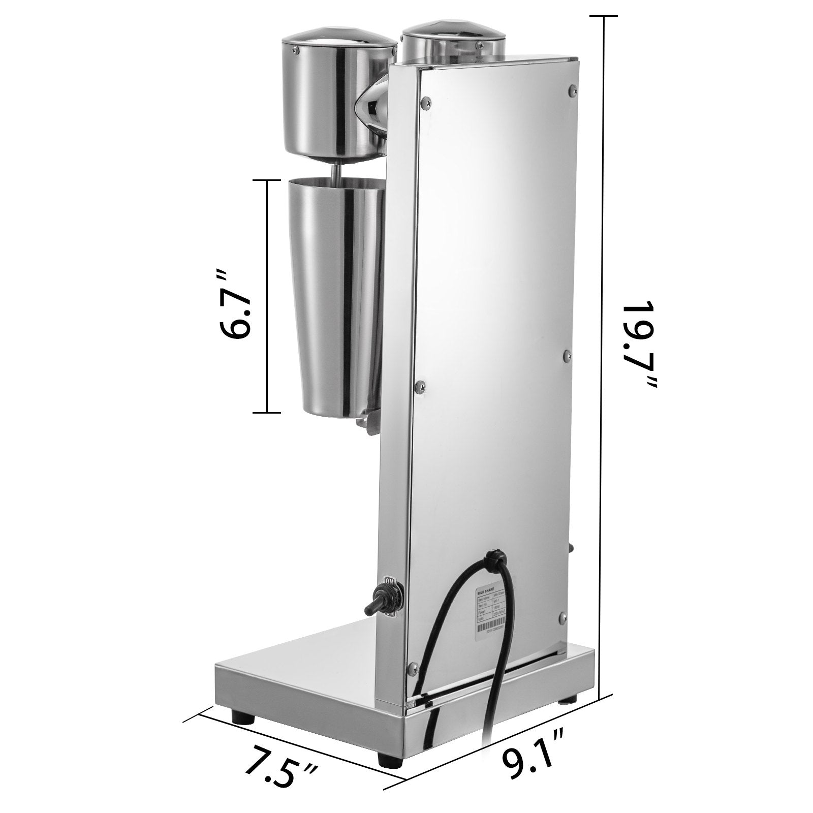 Double Head Milkshake Maker 360W Stainless Steel 2 Speed Mixer