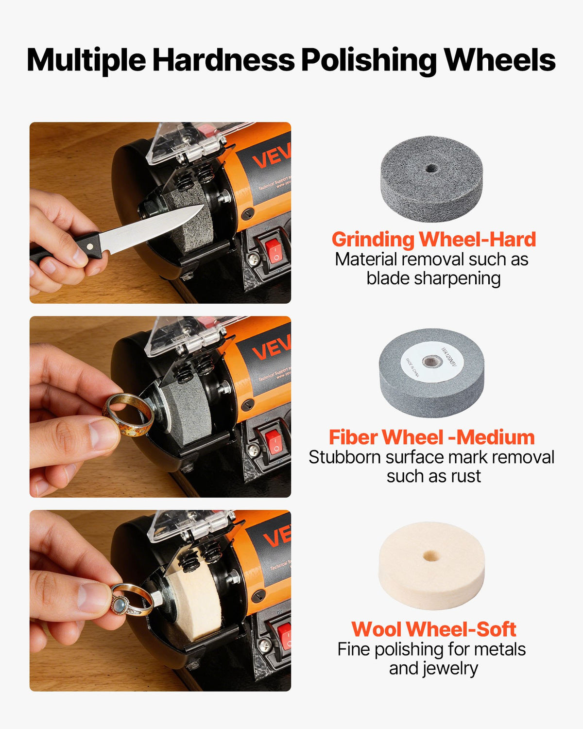 Adjustable Speed Bench Buffer Polisher with Wheels and 100Pcs Accessory Kit
