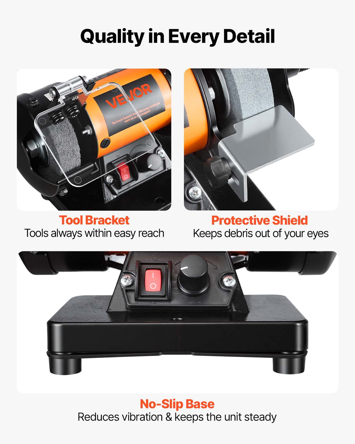 Adjustable Speed Bench Buffer Polisher with Wheels and 100Pcs Accessory Kit