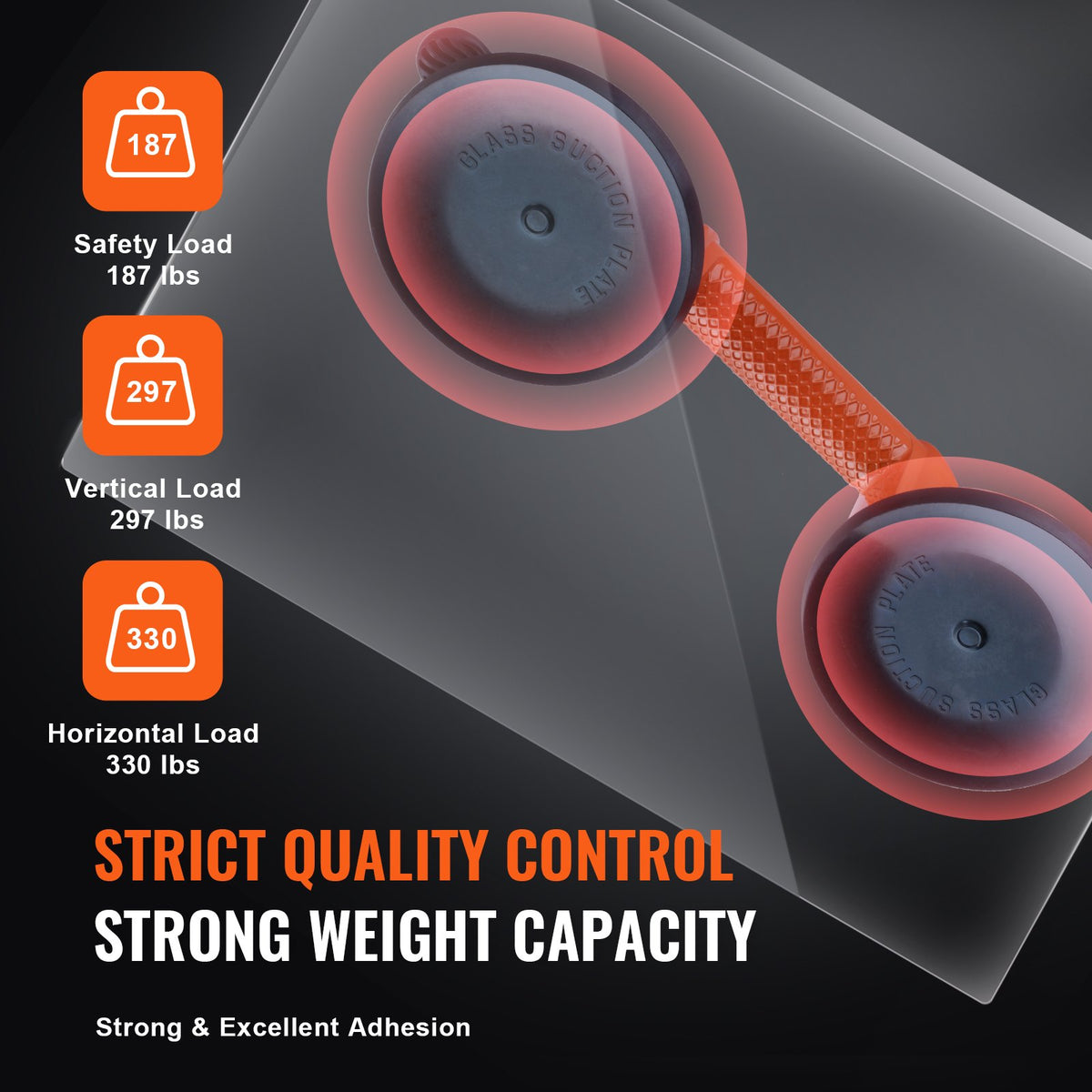 Glass Suction Cup 2-Pack 119mm 150KG Aluminum Handle Lifter Glass and Panels