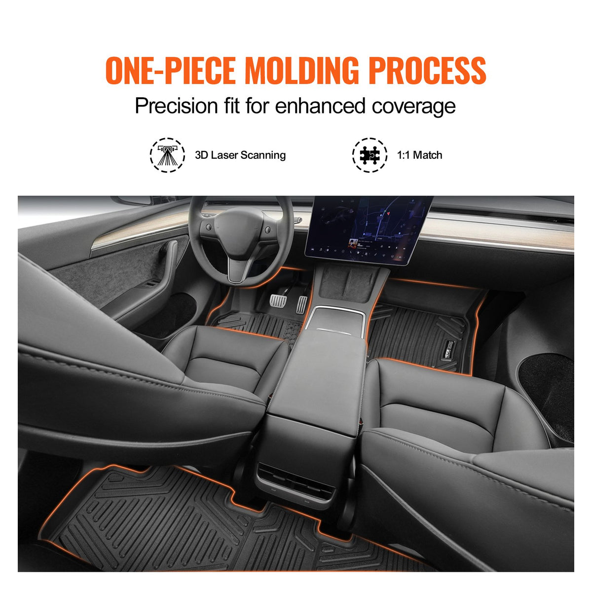 3 Front and 2nd Row Liners All-Weather TPE Floor Mats for Tesla