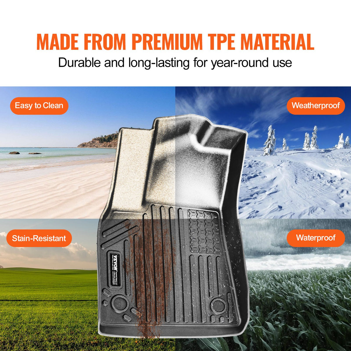 3 Front and 2nd Row Liners All-Weather TPE Floor Mats for Tesla