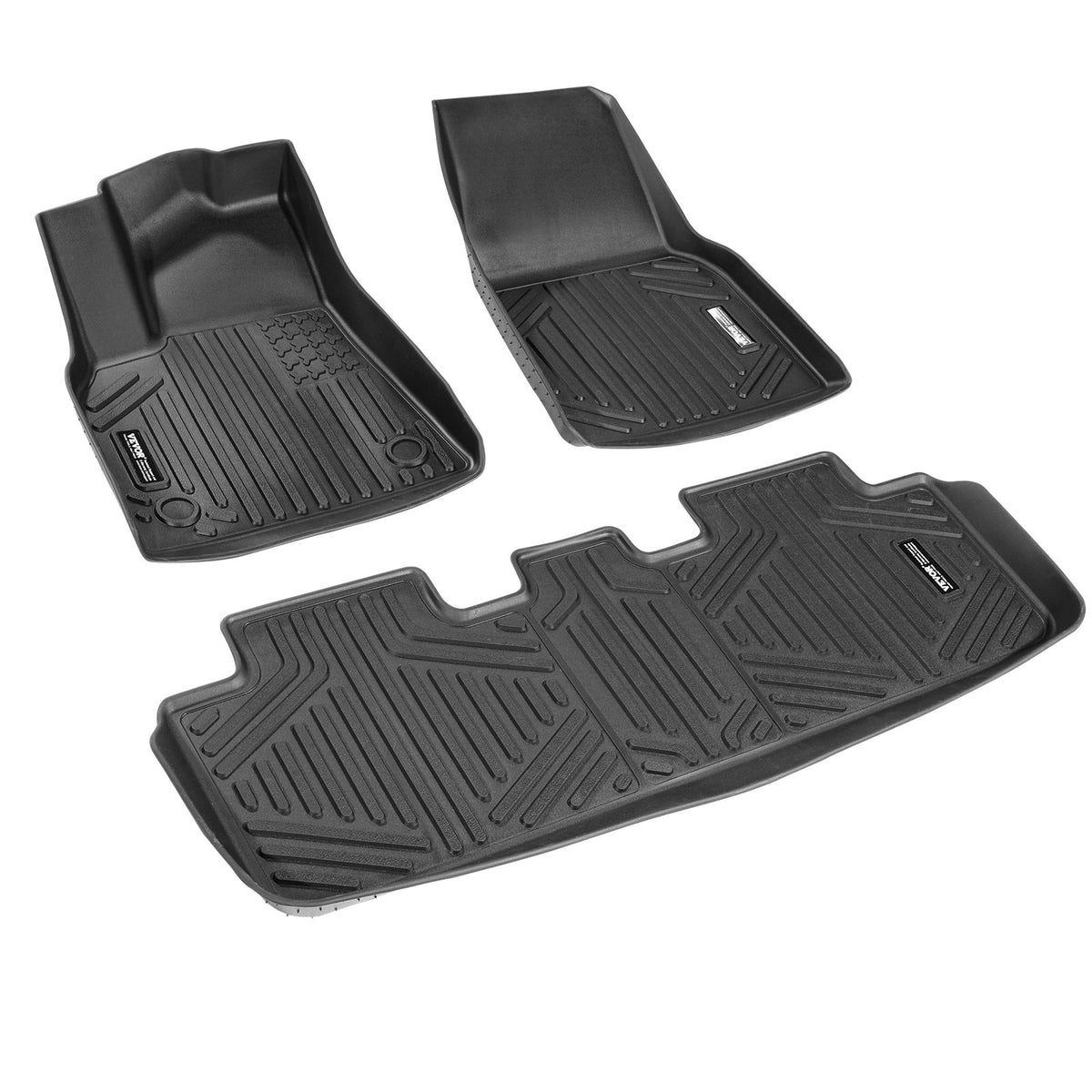 3 Front and 2nd Row Liners All-Weather TPE Floor Mats for Tesla