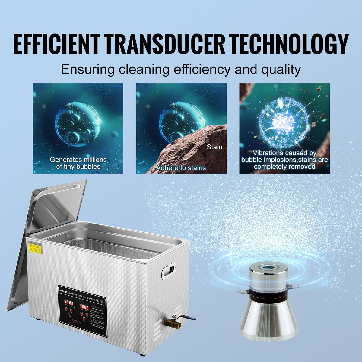 30L Ultrasonic Cleaner Digital Heated Stainless Steel for Jewelry Glasses Parts