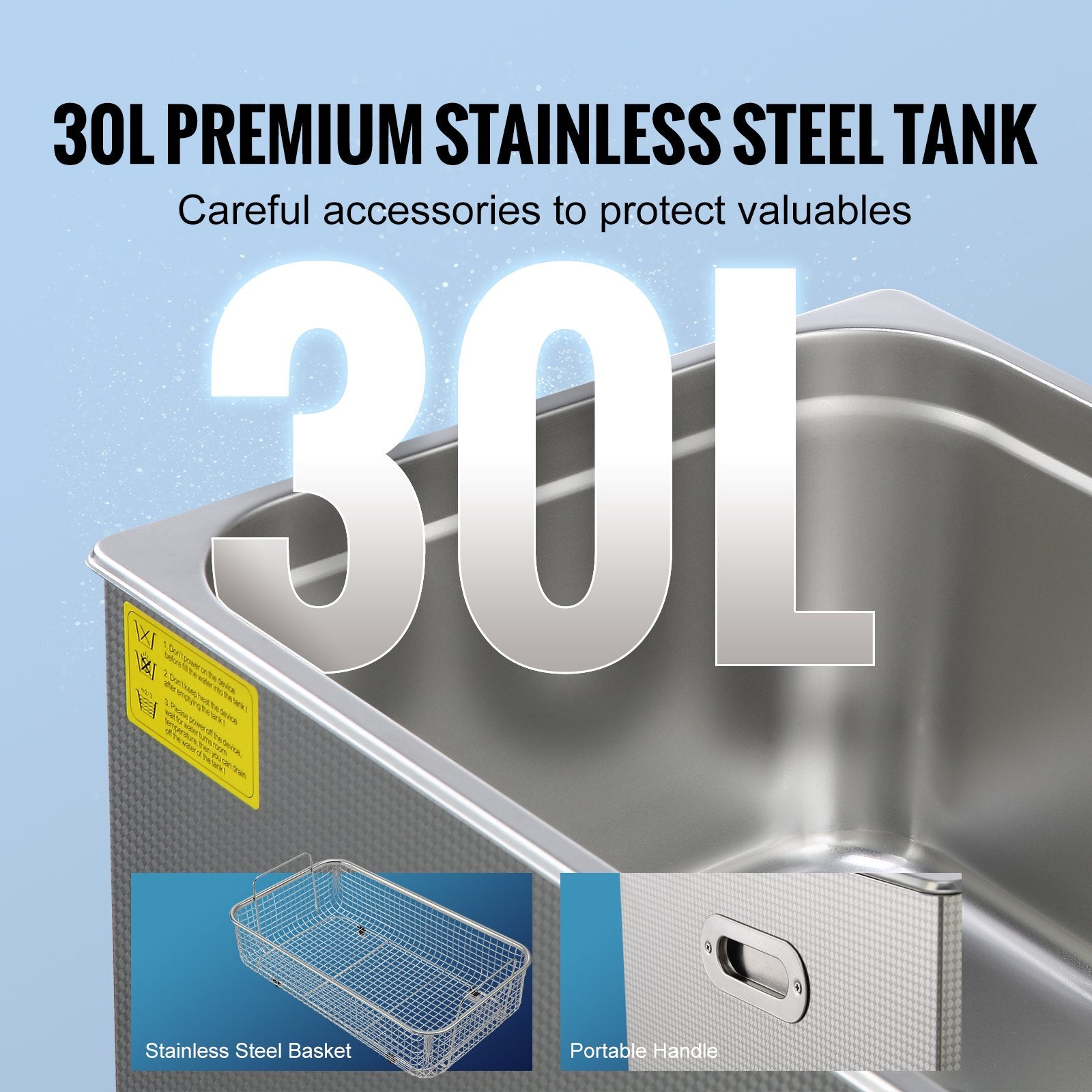 30L Ultrasonic Cleaner Digital Heated Stainless Steel for Jewelry Glasses Parts