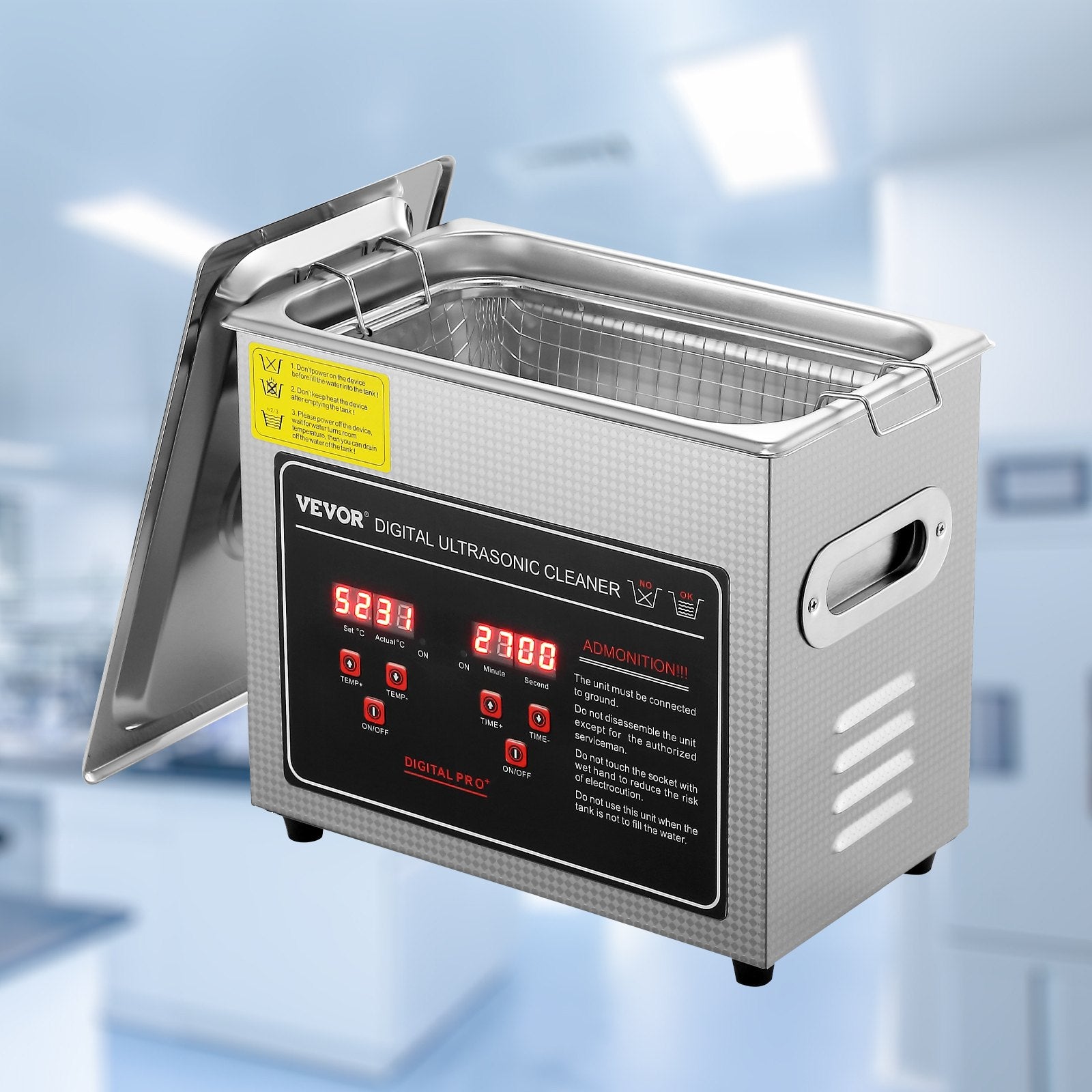Ultrasonic Cleaner 3L Digital Timer Heater Stainless Steel Jewelry Glasses Watch