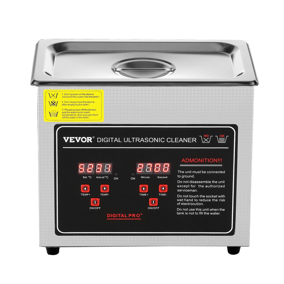 Ultrasonic Cleaner 3L Digital Timer Heater Stainless Steel Jewelry Glasses Watch