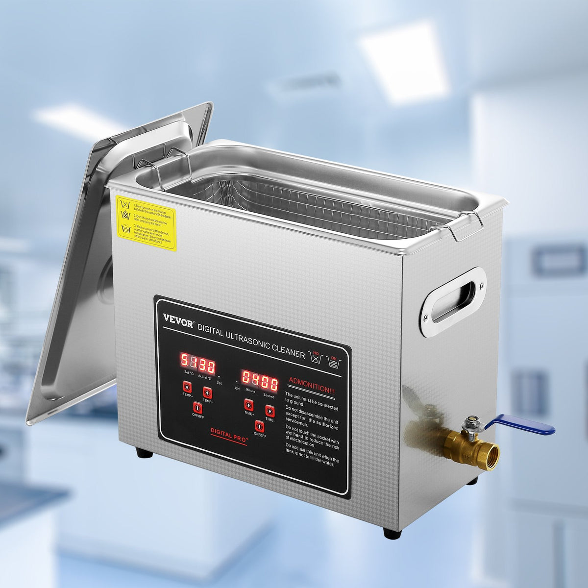 6L Ultrasonic Cleaner with Timer & Heater, Stainless Steel Jewelry & Small Parts Cleaner