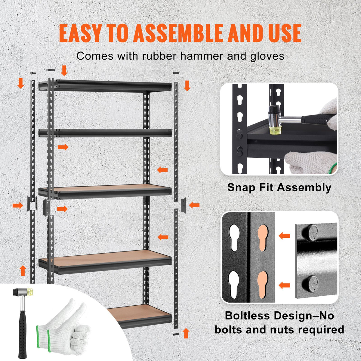 Storage Shelving Unit 5-Tier Heavy Duty Metal Garage Organizer Rack Black