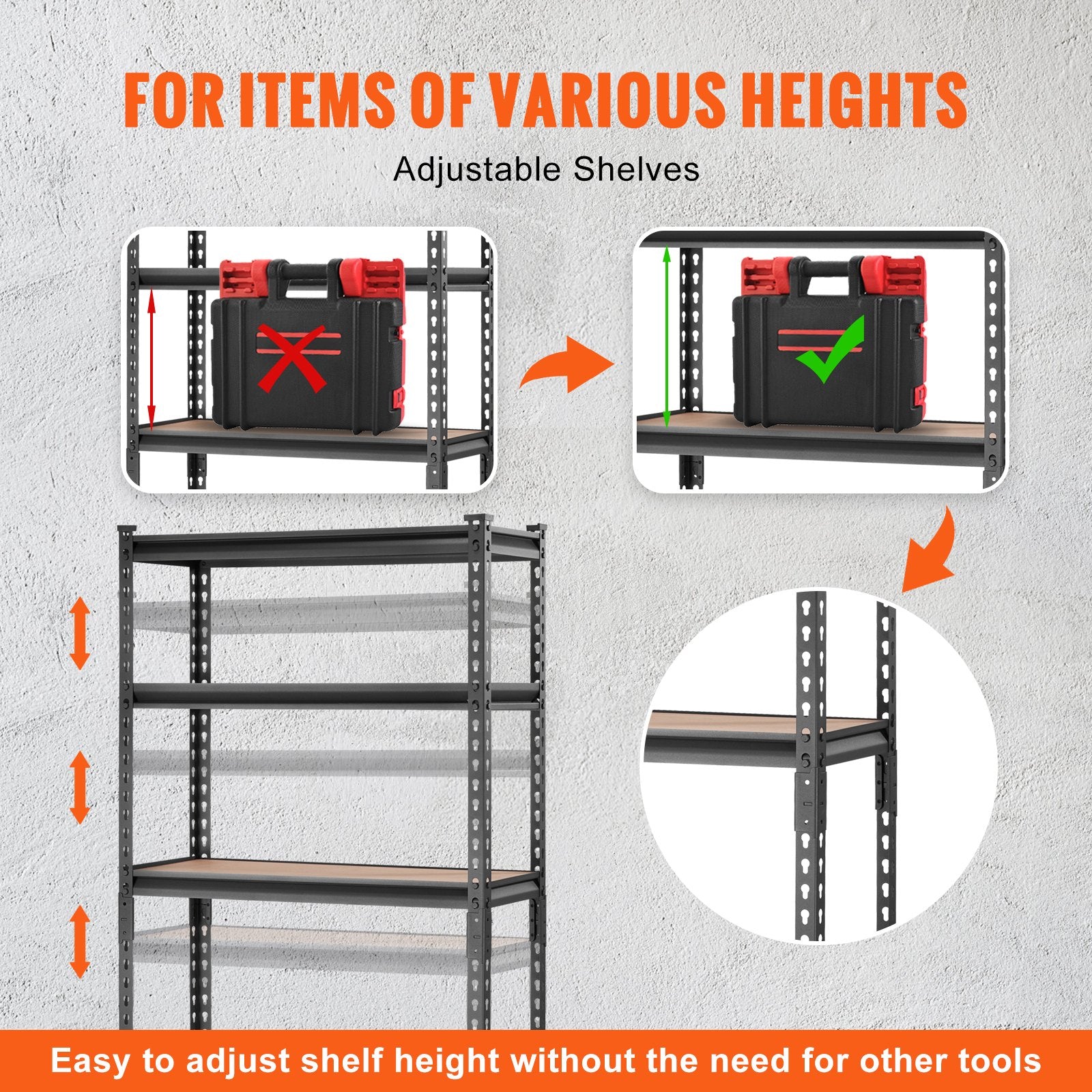 Storage Shelving Unit 5-Tier Heavy Duty Metal Garage Organizer Rack Black